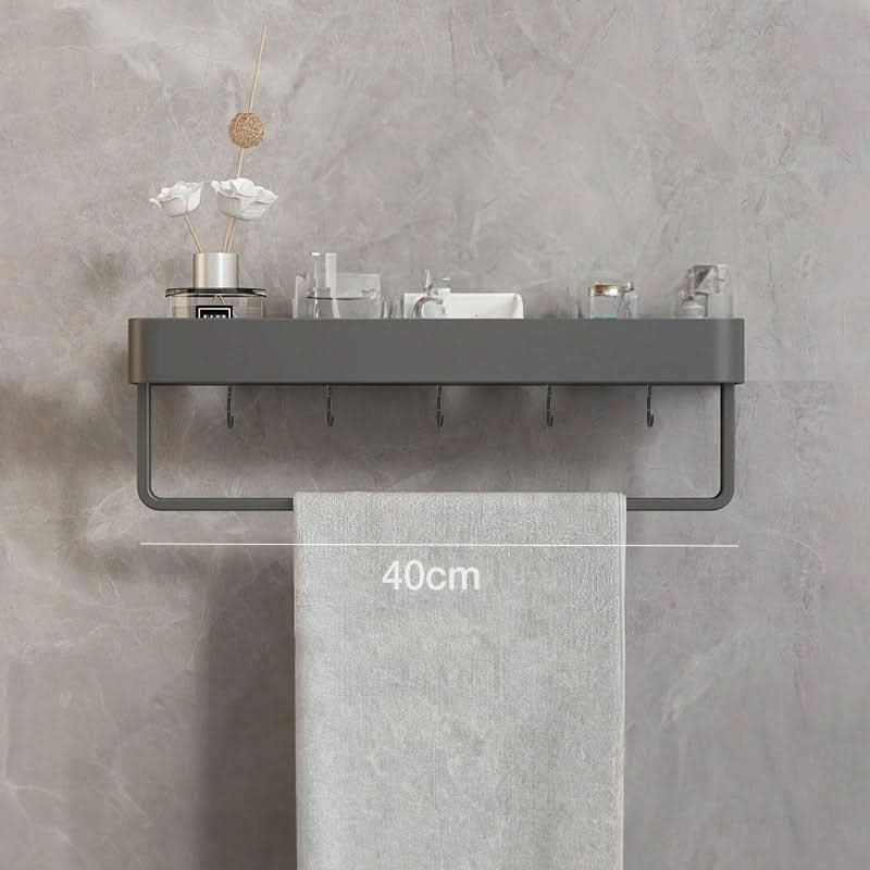AQUASHELF – Estantería de pared elegante para el baño con soporte para toallas y montaje sin perforación