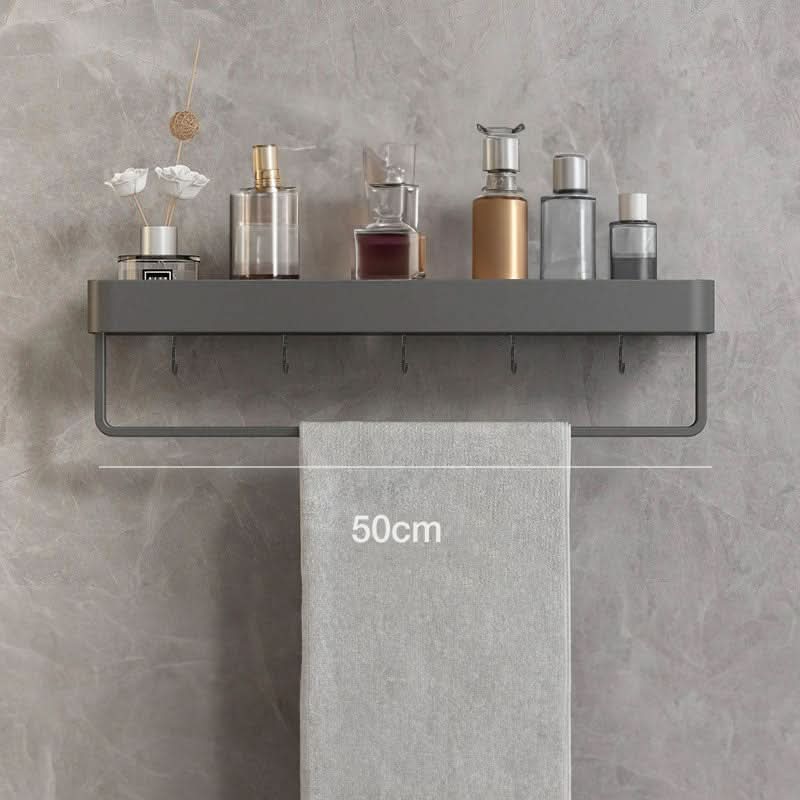 AQUASHELF – Estantería de pared elegante para el baño con soporte para toallas y montaje sin perforación