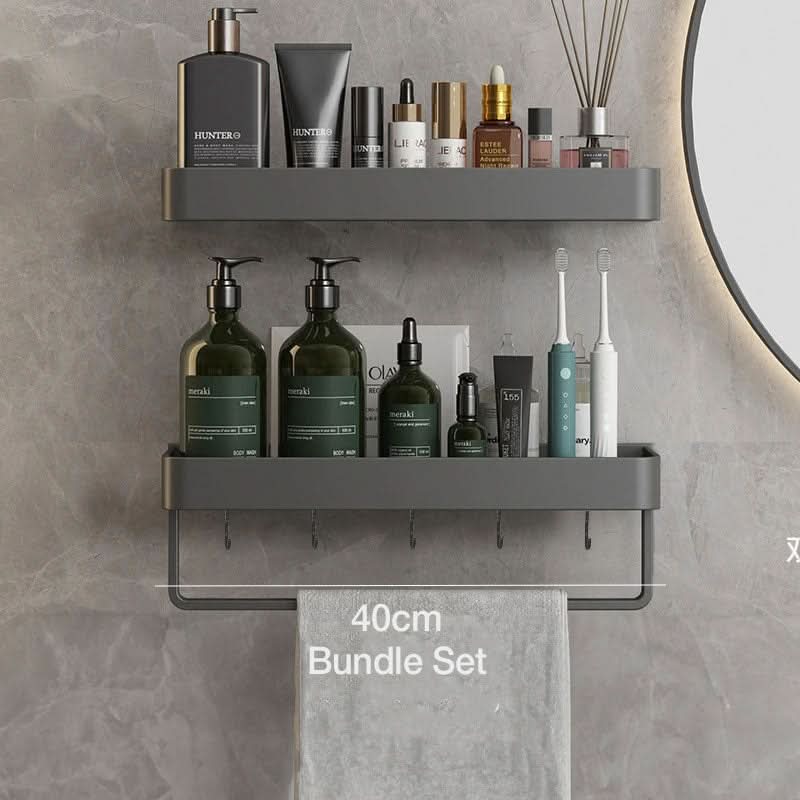 AQUASHELF – Estantería de pared elegante para el baño con soporte para toallas y montaje sin perforación
