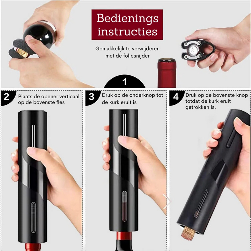 Abrebotellas de Vino Eléctrico con Batería Recargable y Diseño Elegante