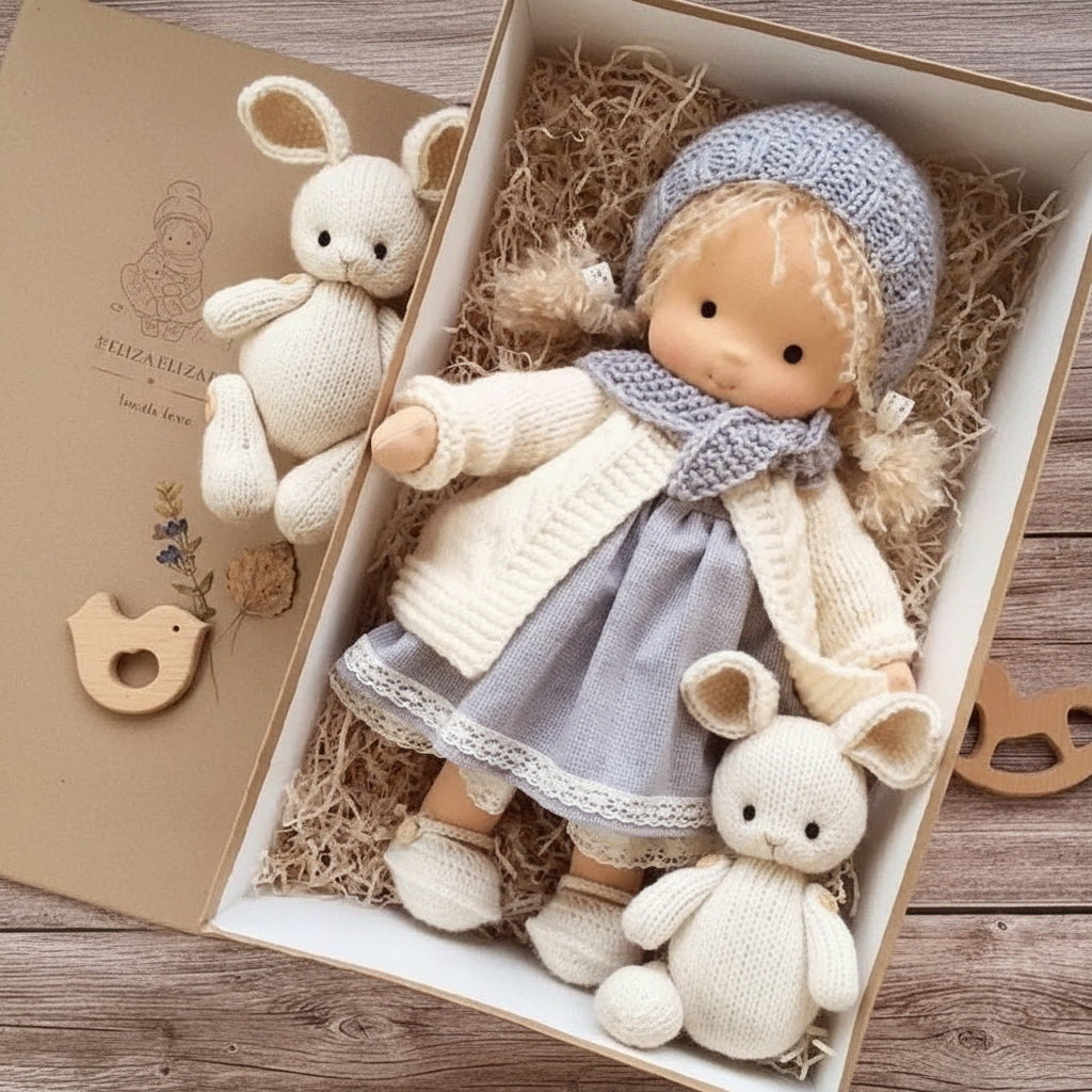 Selina – Muñeca Waldorf de algodón hecha a mano para juegos creativos