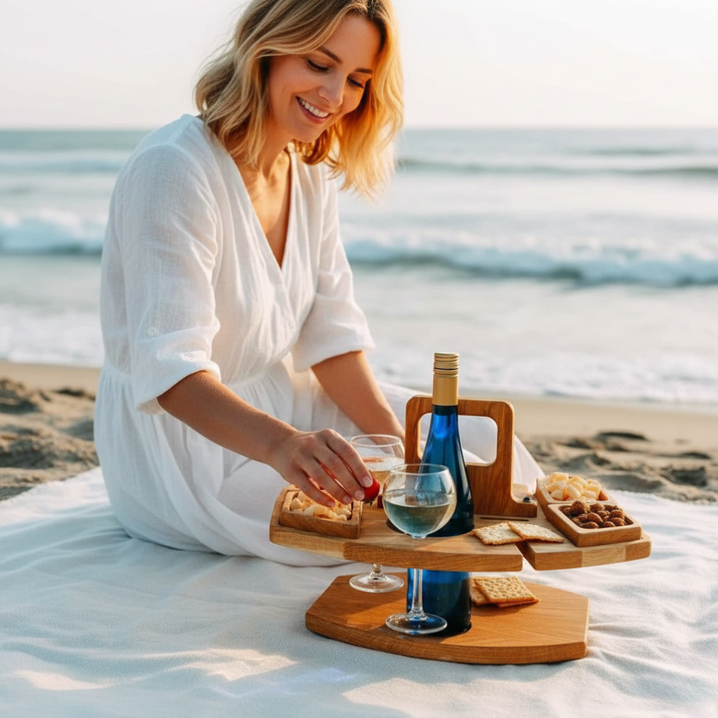 Mesa de Picnic de Madera Portátil WineCo