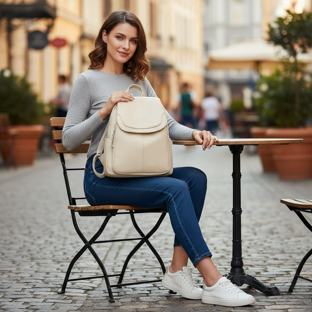 Mochila de cuero duradera para mujeres con estilo atemporal