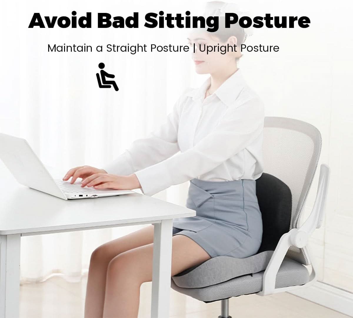 ErgoKomfort Almohadilla – Cojín de asiento de espuma viscoelástica ergonómica