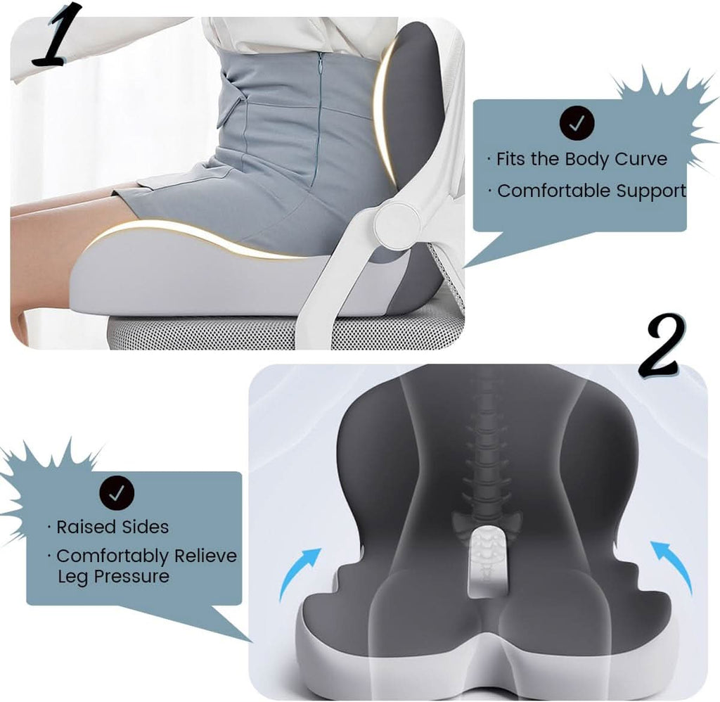 ErgoKomfort Almohadilla – Cojín de asiento de espuma viscoelástica ergonómica