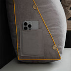 Almohada ergonómica para leer con soporte para el cuello y bolsillo lateral – suave almohada de algodón y lino para sentarse en la cama