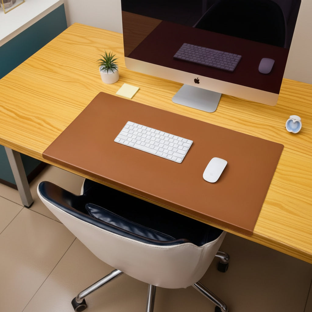 DESKCOMFORT – Alfombrilla de escritorio ergonómica de PU con soporte para muñeca