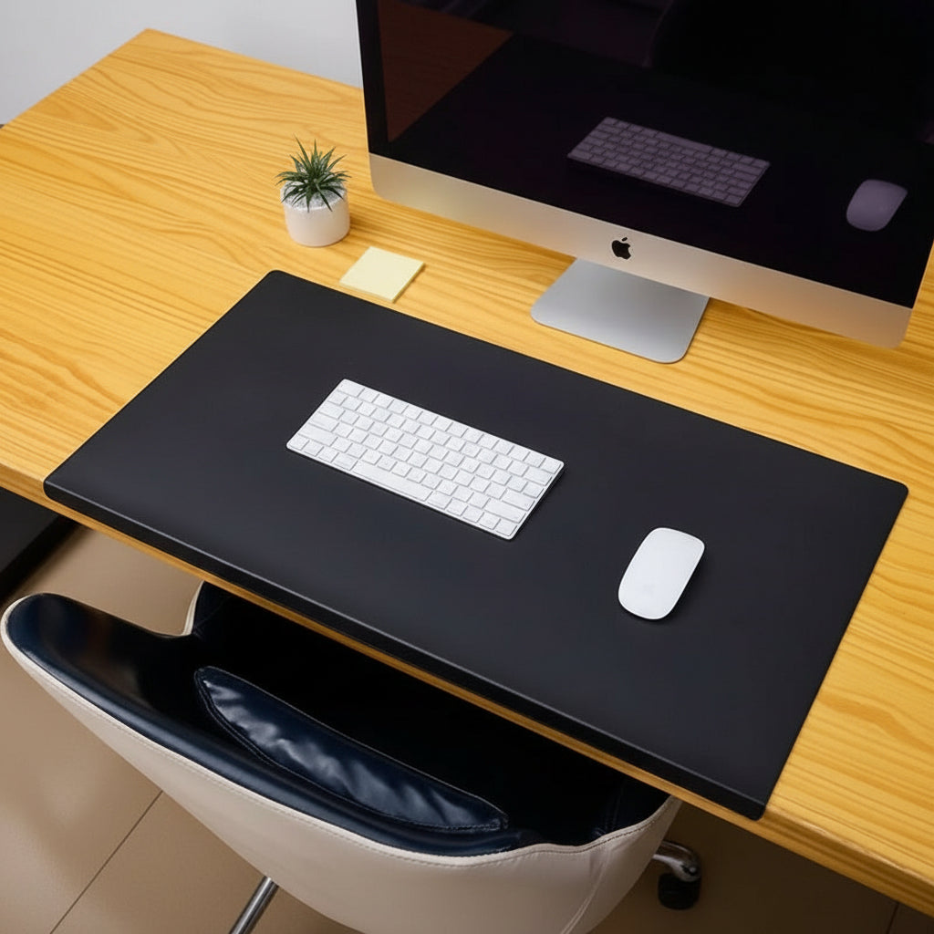 DESKCOMFORT – Alfombrilla de escritorio ergonómica de PU con soporte para muñeca