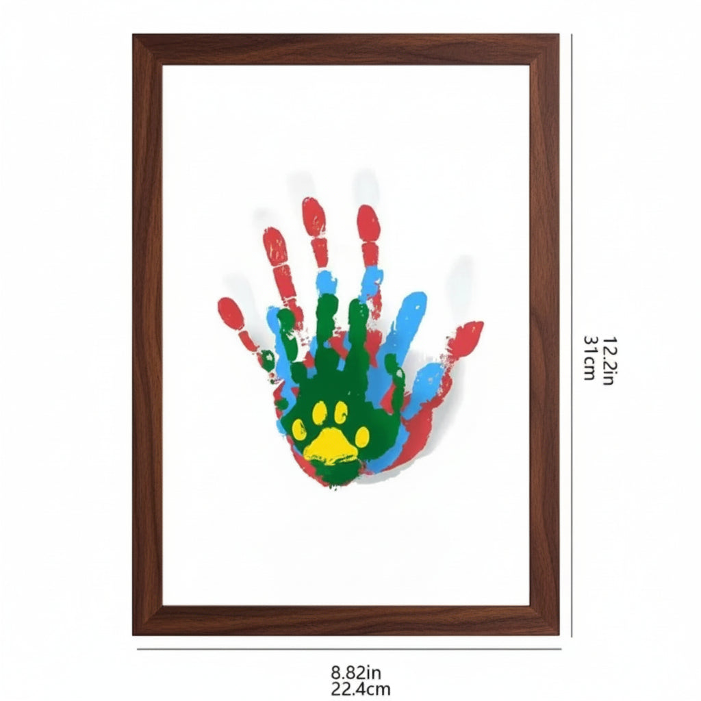 Pequeñas Huellas – Marco de Recuerdos para Bebés de Madera con Arcilla para Huellas de Manos y Pies