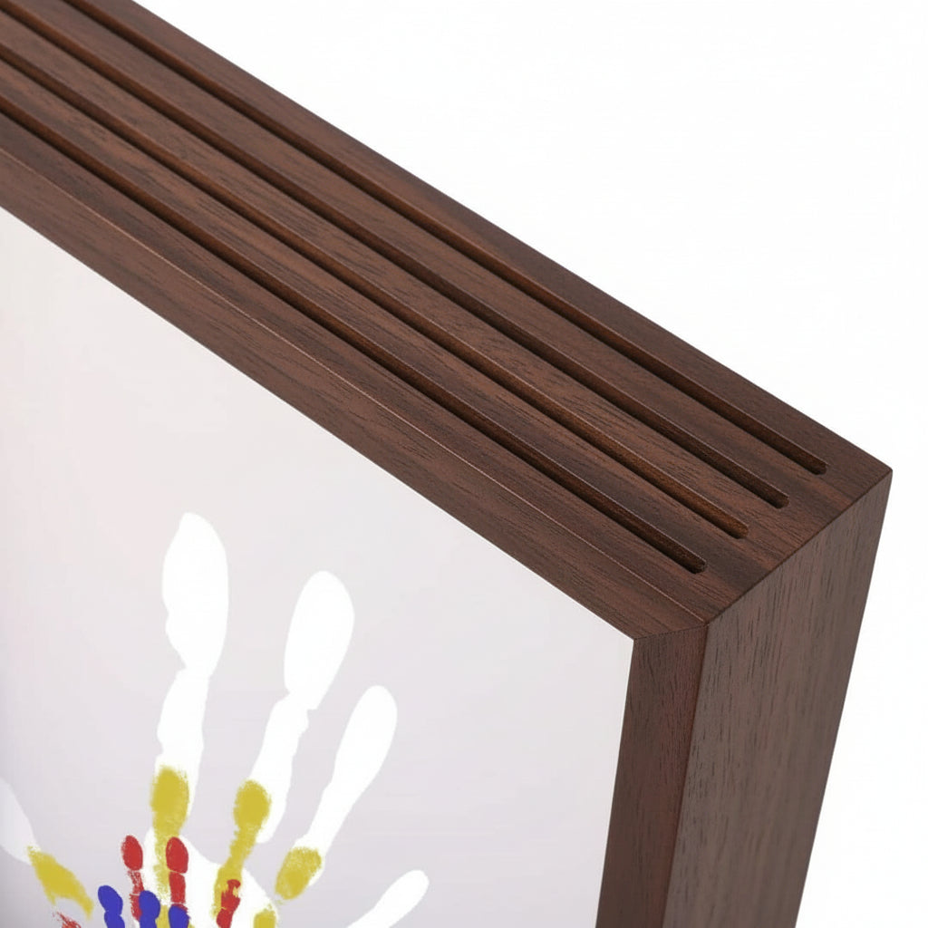 Pequeñas Huellas – Marco de Recuerdos para Bebés de Madera con Arcilla para Huellas de Manos y Pies