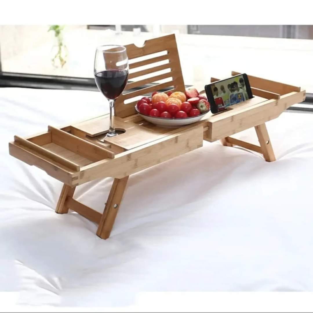 Lisslune | Bandeja Expandible de Bambú para Bañera/ Caddy con Soportes