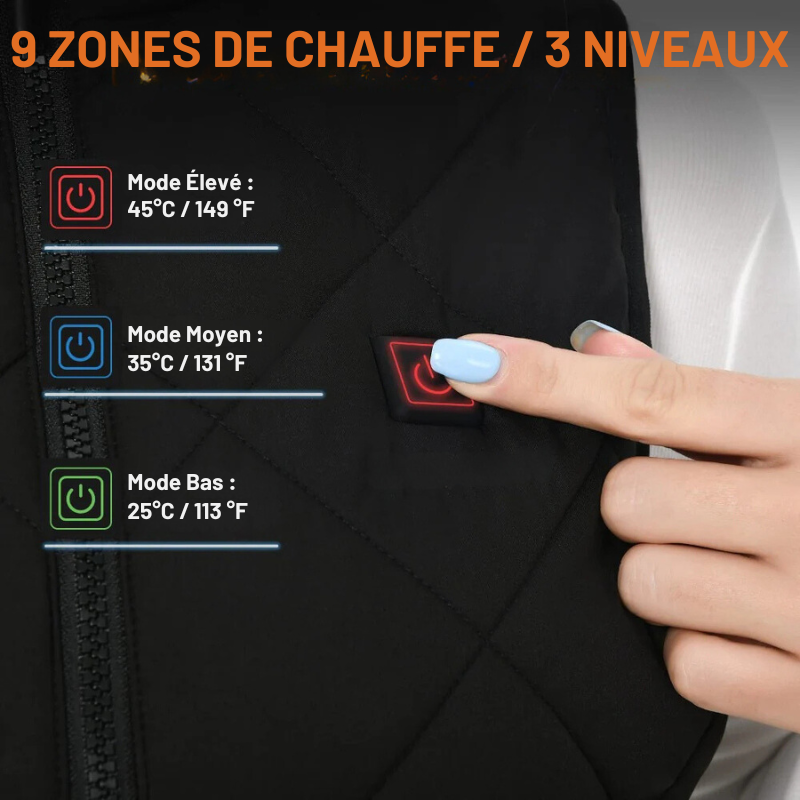 Chaleco calefactable para mujeres con control dual y 9 zonas de calefacción – comodidad y calidez para cada temporada