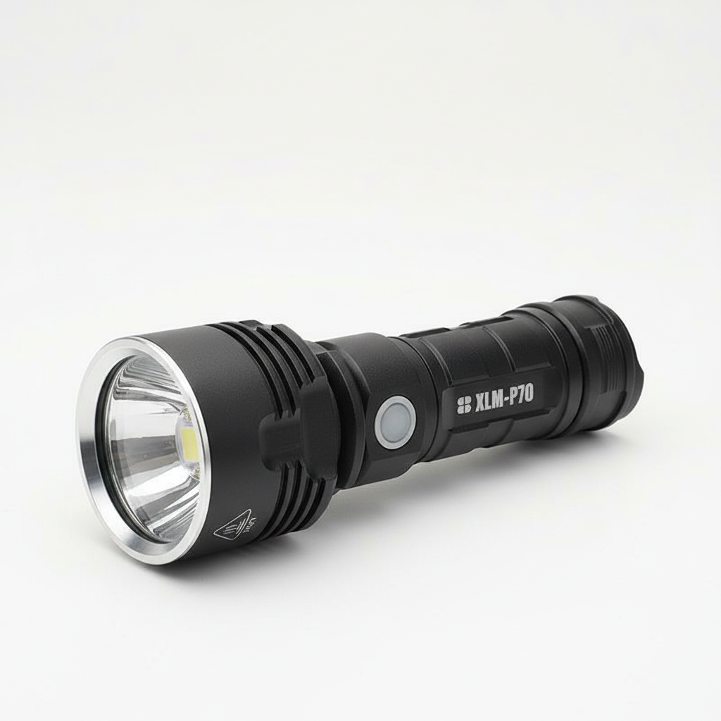 Linterna LED de alto rendimiento MS18 | 100.000 Lúmenes | 18x LEDs Cree XHP70 2.0 | Alcance de 2,3 km | IP56 a prueba de agua | Pantalla de estado OLED | Incl. paquete de batería