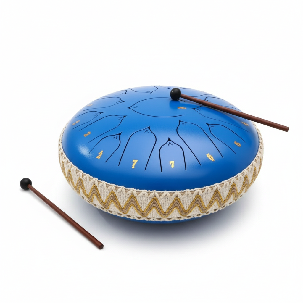 Tambor de lengüetas de acero | Afinación de precisión en Do mayor | Resonancia armónica de sobretonos | Incluye baquetas y accesorios | Para meditación y terapia de sonido