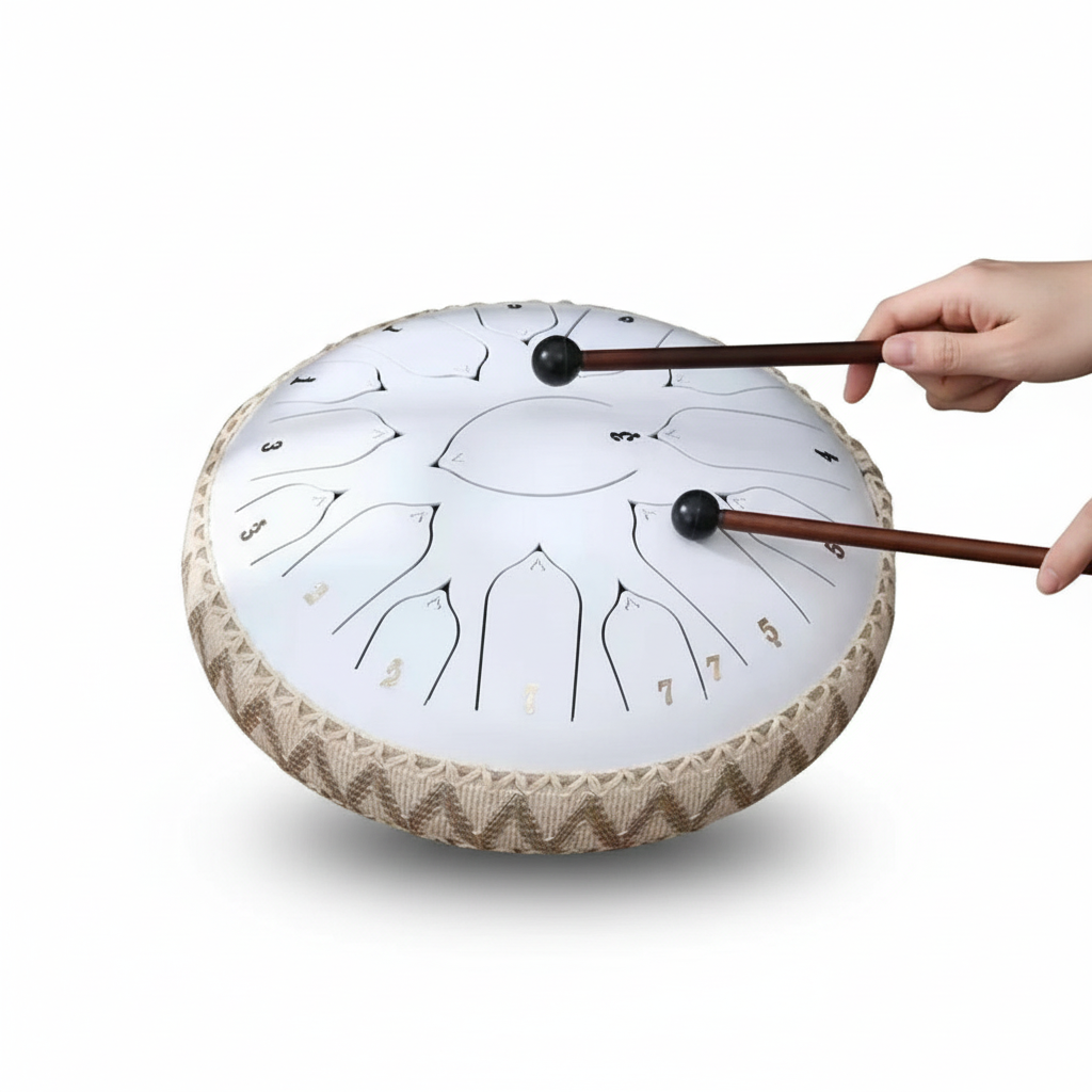 Tambor de lengüetas de acero | Afinación de precisión en Do mayor | Resonancia armónica de sobretonos | Incluye baquetas y accesorios | Para meditación y terapia de sonido
