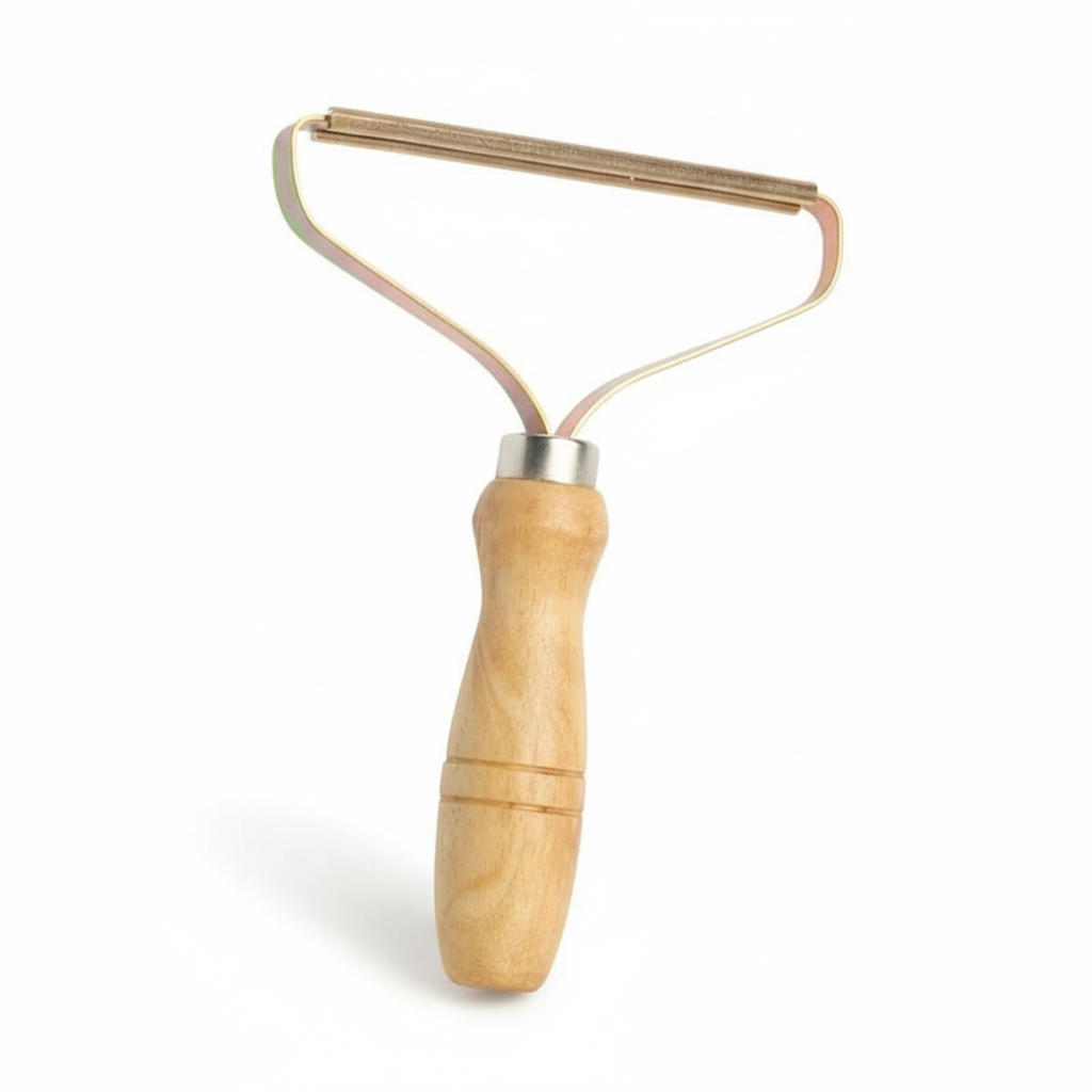 Removedor de Pelusas Manual | Cabezal de Precisión de Cobre | Mango de Madera Natural | Afeitadora Textil Sin Batería para Cachemira, Lana y Muebles Tapizados | Extractor de Pilling