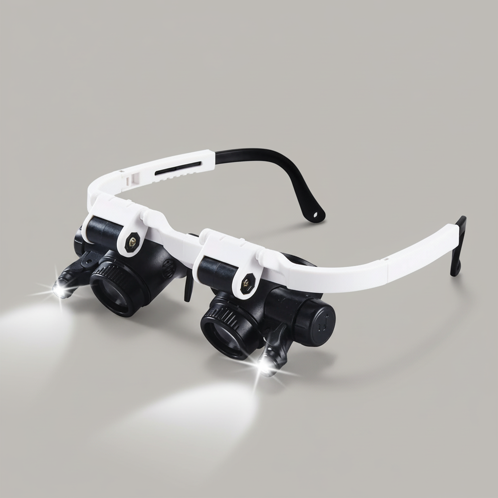 Lentes de aumento con lámparas LED para ojos dobles