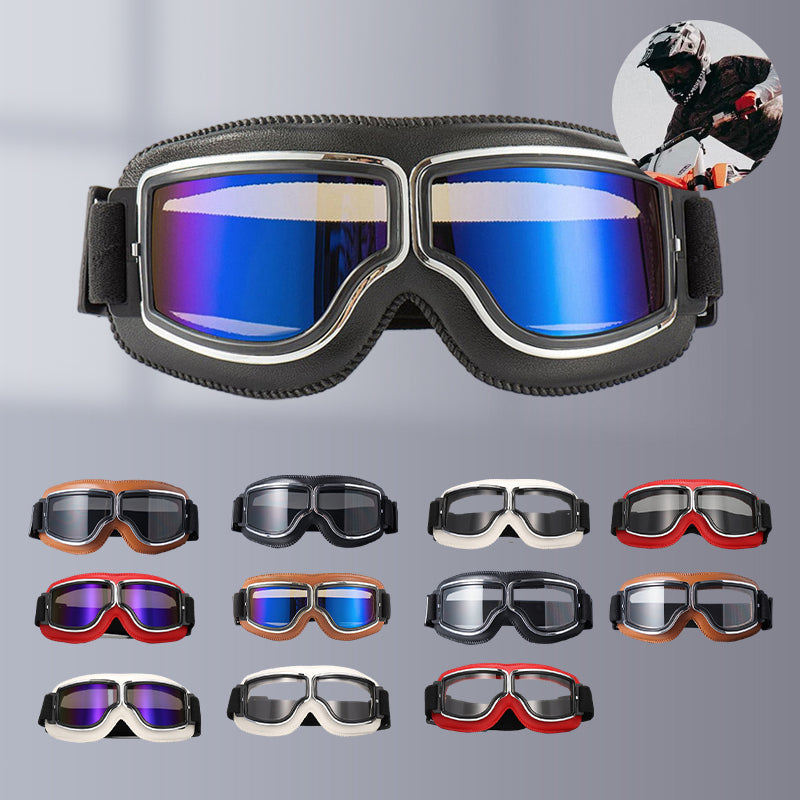 BowLift | RoadRider | Gafas de motocicleta vintage con lentes intercambiables y acolchado de confort