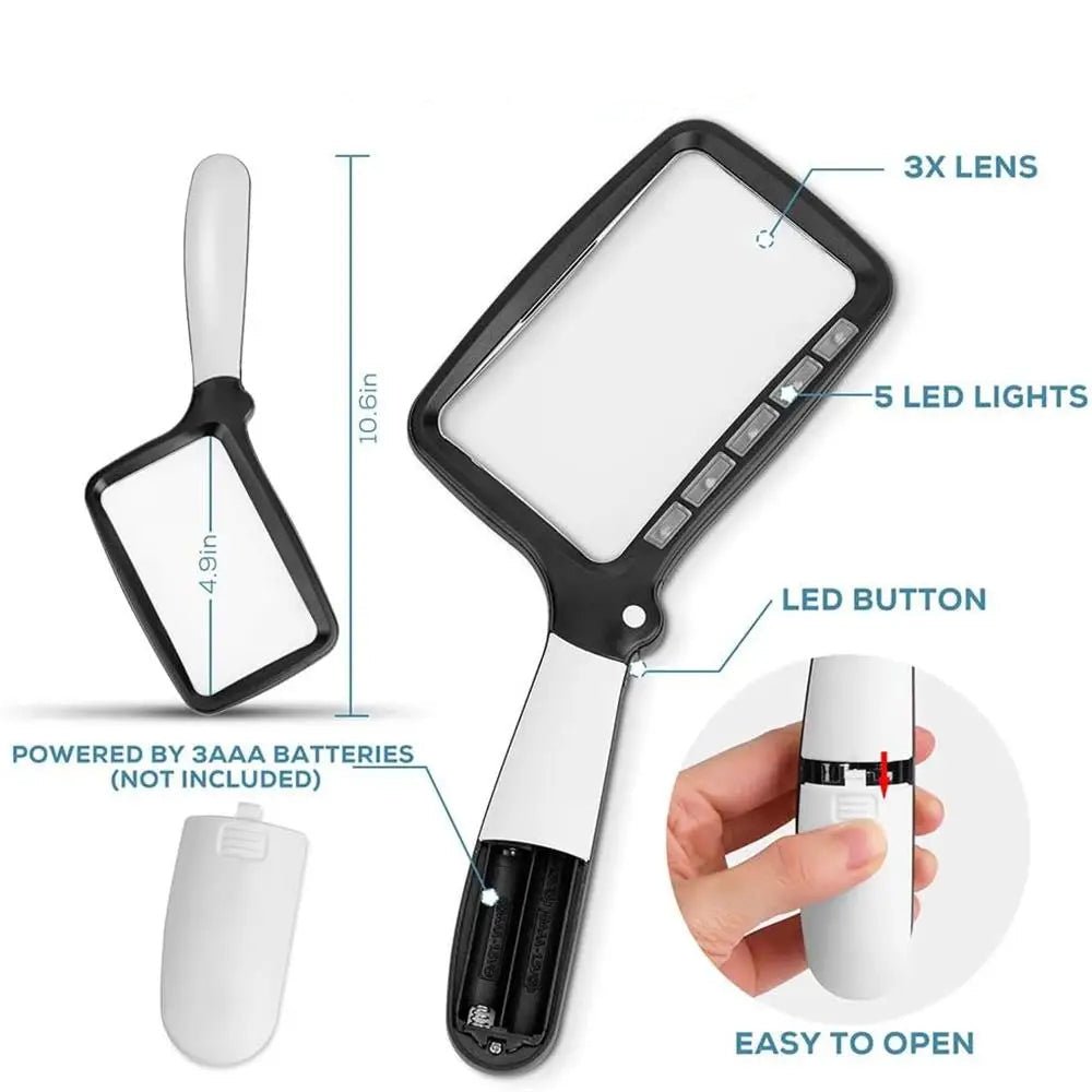 SICHTPLUS – Lupa de mano con 3 aumentos y luz LED