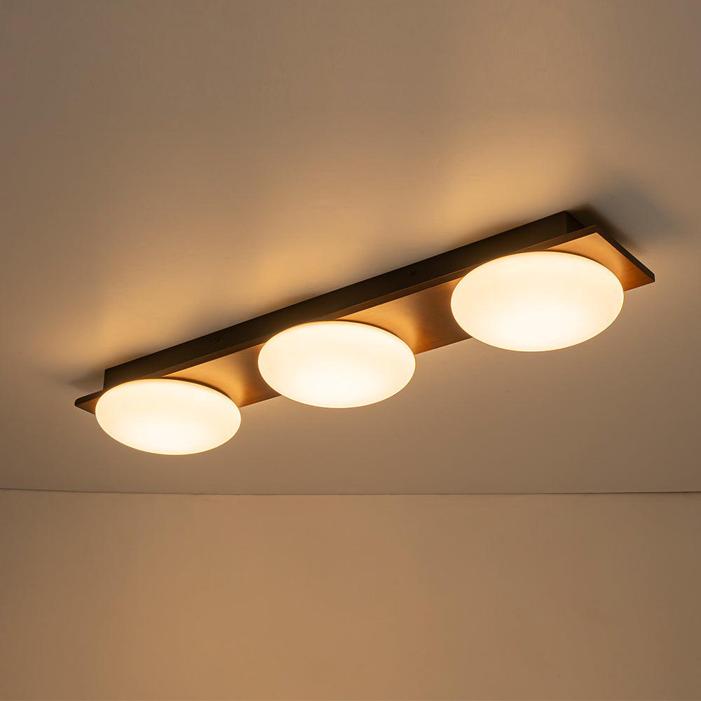Montaje Semi Flush Redondo de Madera de Grano con 3 Luces LED y Pantalla