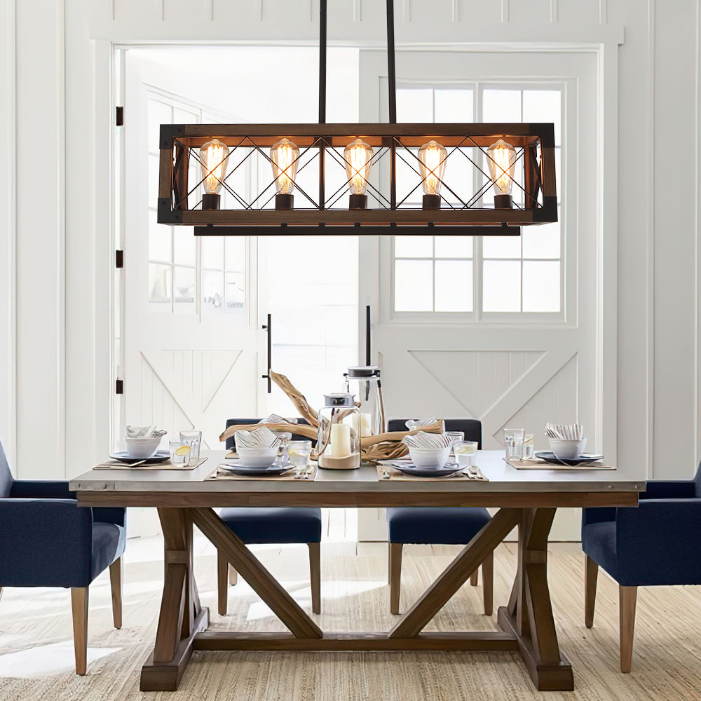 Candelabro de Madera en Forma de Jaula Estilo Granja