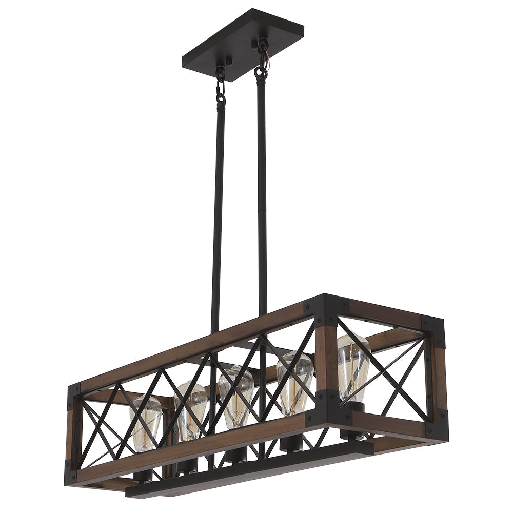Candelabro de Madera en Forma de Jaula Estilo Granja