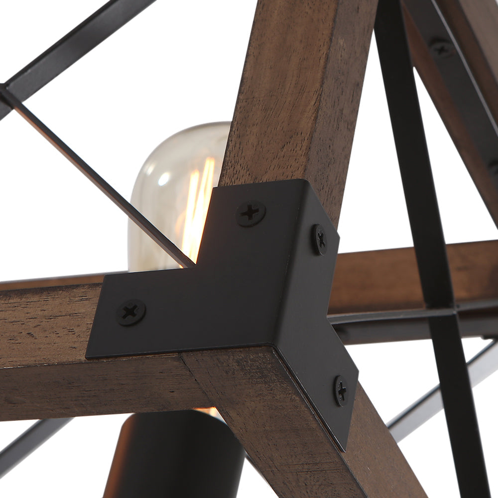 Candelabro de Madera en Forma de Jaula Estilo Granja