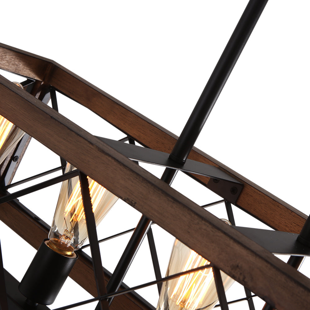 Candelabro de Madera en Forma de Jaula Estilo Granja