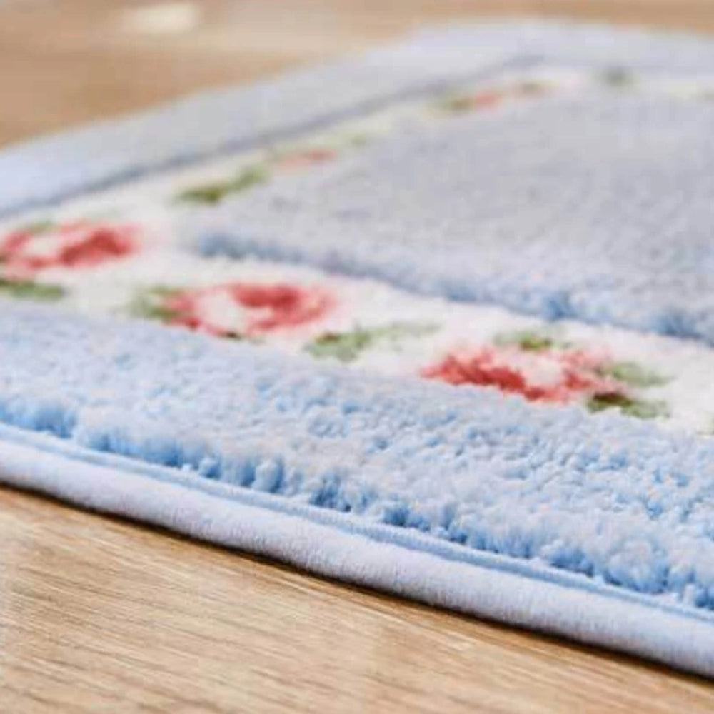 Alfombra de Baño Ovalada de Felpa Floral