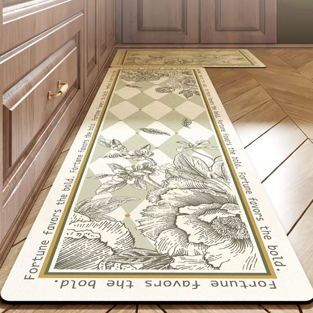 Alfombra de Cocina Floral de Secado Rápido