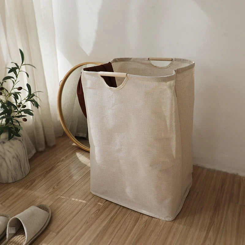 Cesta de Ropa de Algodón y Lino Estilo Japonés