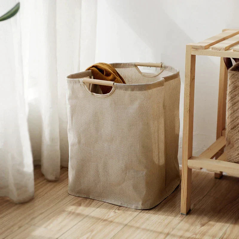 Cesta de Ropa de Algodón y Lino Estilo Japonés
