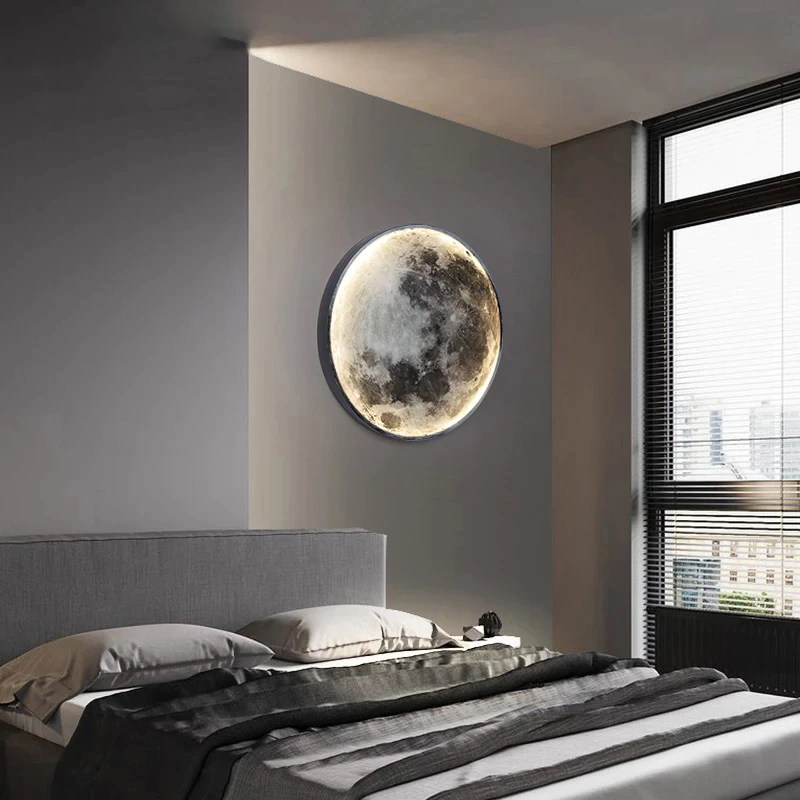 Luz de pared LED con cambio de brillo y color en forma de luna con control remoto y control por app