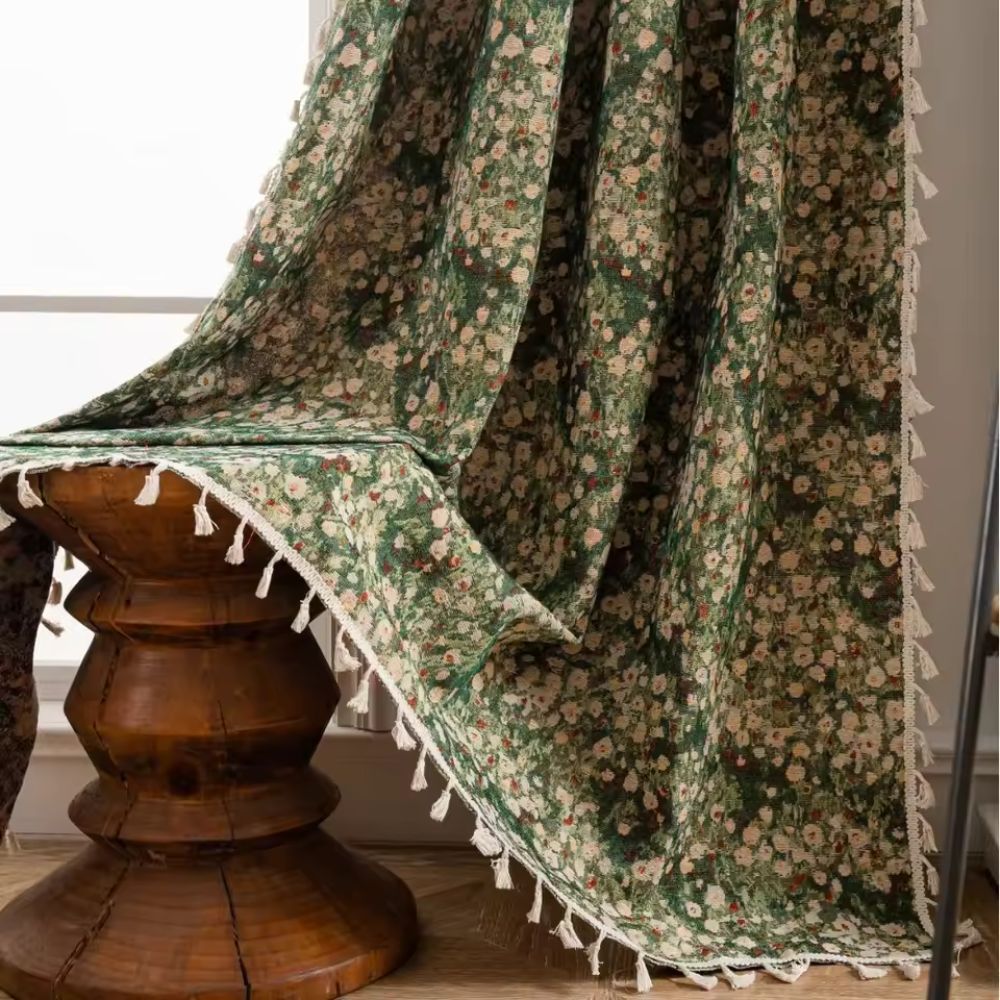Cortina de Tapiz Floral Vintage Francés