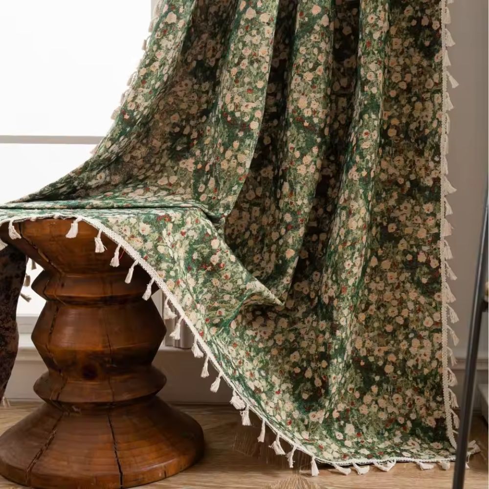 Cortina de Tapiz Floral Vintage Francés