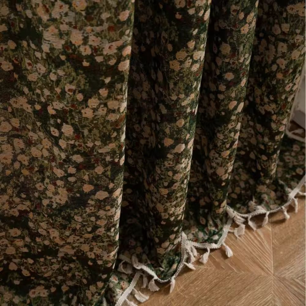 Cortina de Tapiz Floral Vintage Francés