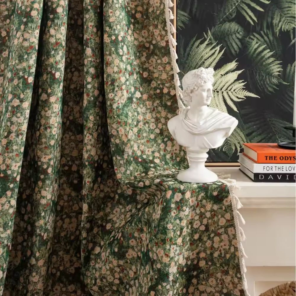 Cortina de Tapiz Floral Vintage Francés