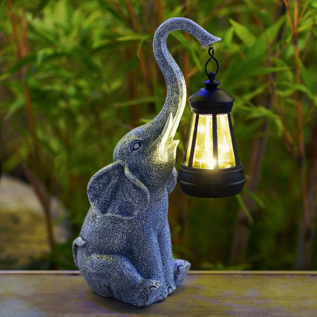 Sanura | Lámpara solar de jardín con figura de elefante