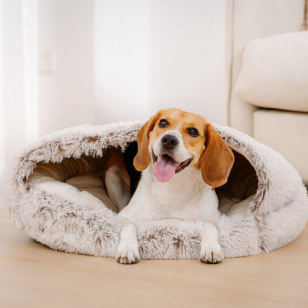 Cama para Mascotas Semi-Cerrada Mysig & Segura de Tela de Algodón Suave
