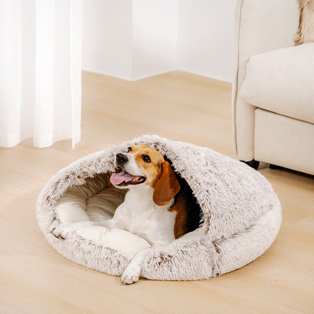 Cama para Mascotas Semi-Cerrada Mysig & Segura de Tela de Algodón Suave