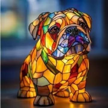 Estatua Brillante – Lámpara de Noche LED Artística con Motivo de Razas de Perros