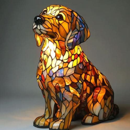 Estatua Brillante – Lámpara de Noche LED Artística con Motivo de Razas de Perros