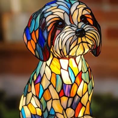 Estatua Brillante – Lámpara de Noche LED Artística con Motivo de Razas de Perros