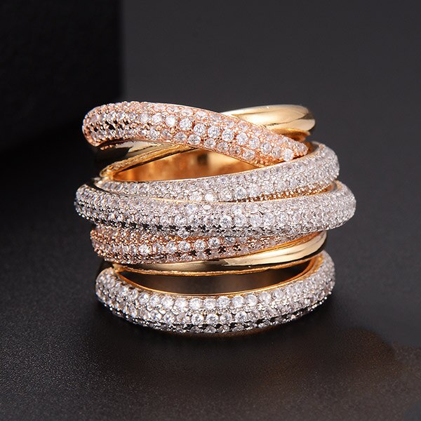 Anillo apilable de lujo de diseño Mónaco para mujeres