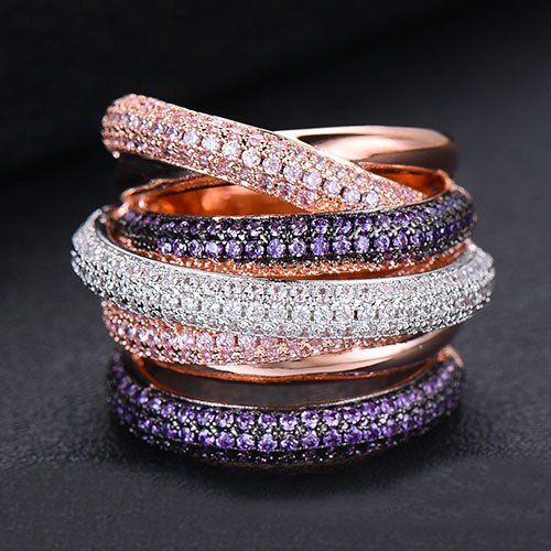 Anillo apilable de lujo de diseño Mónaco para mujeres