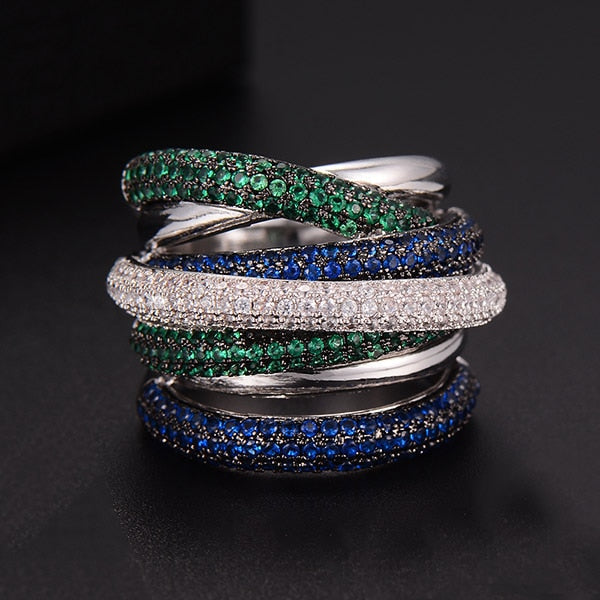 Anillo apilable de lujo de diseño Mónaco para mujeres