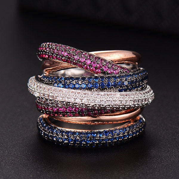 Anillo apilable de lujo de diseño Mónaco para mujeres