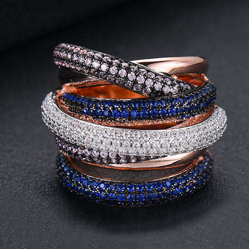 Anillo apilable de lujo de diseño Mónaco para mujeres