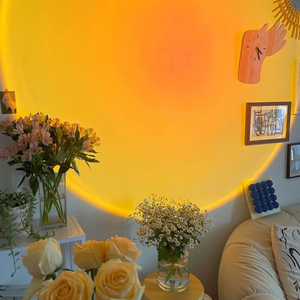 Brillo Dorado – Lámpara de Atardecer para Luz Ambiental y Relajación Dorada