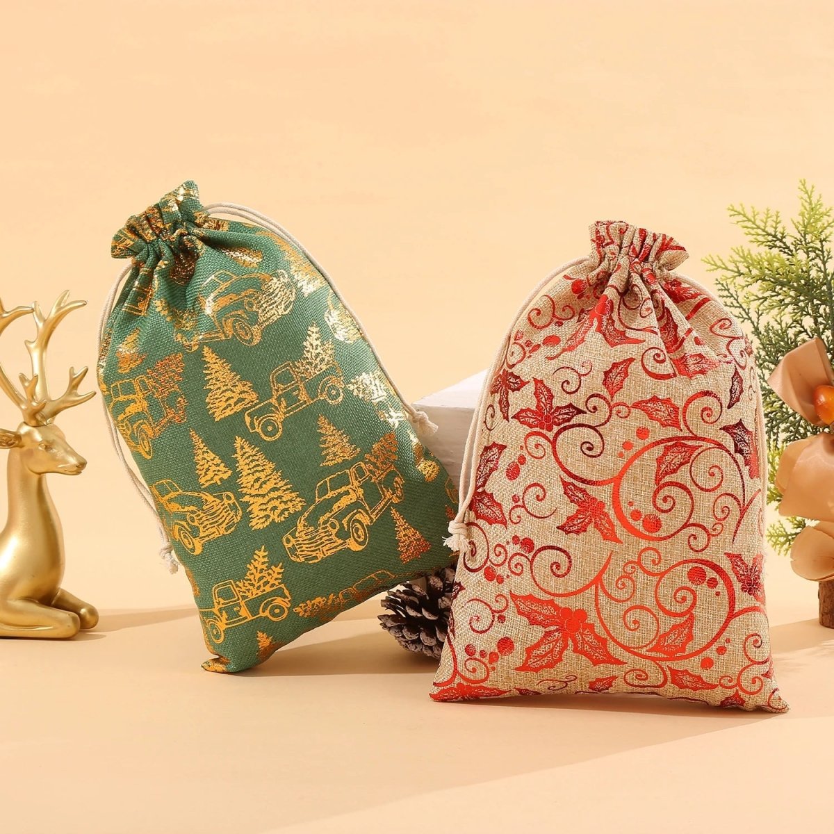 BIOWRAP – Bolsa de tela para regalos de Navidad elegantes y respetuosos con el medio ambiente